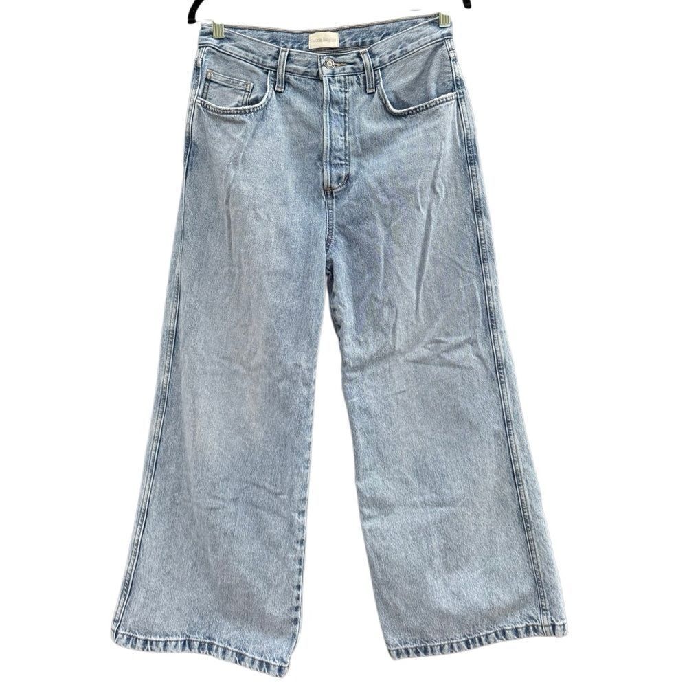 FAVORITE DAUGHTER The Masha Super High Rise Wide Leg Crop Jeans Size 27 -Stained - Picture 6 of 11